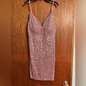 Emerald Sundae Sparkling Pink Backless Dress